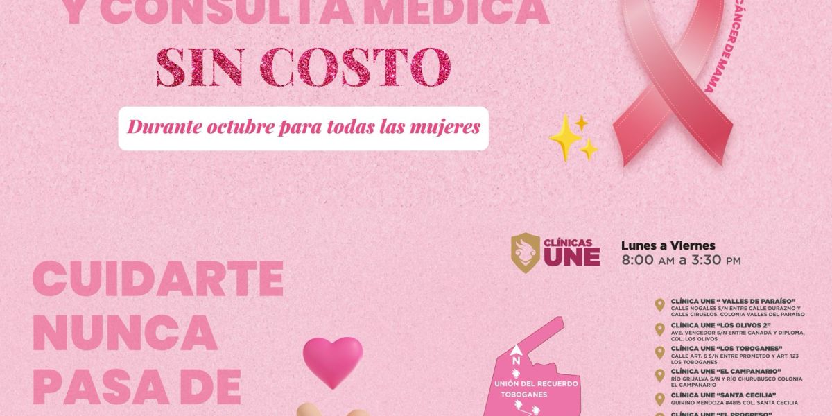 Gobierno municipal promueve campaña gratuita de prevención contra el cáncer de mama