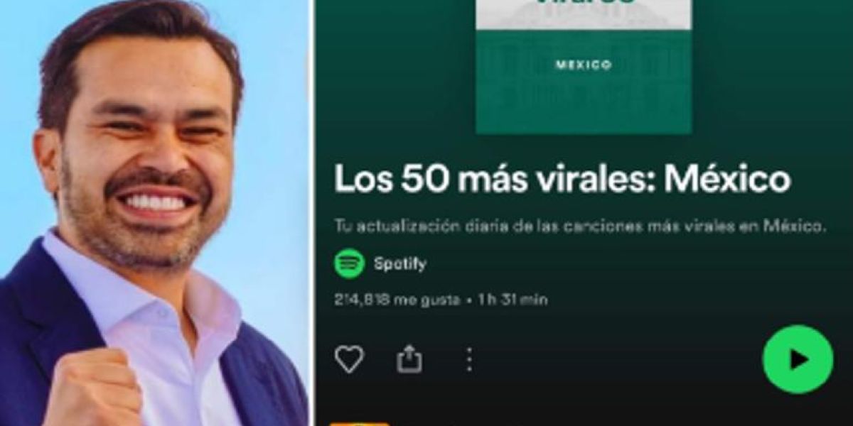 Llegó candidato de MC al Top 1 de Spotify con “Presidente Máynez”