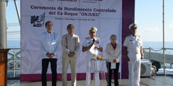 Fortalecen en Tamaulipas creación de arrecifes artificiales con hundimiento del ex buque Onjuku