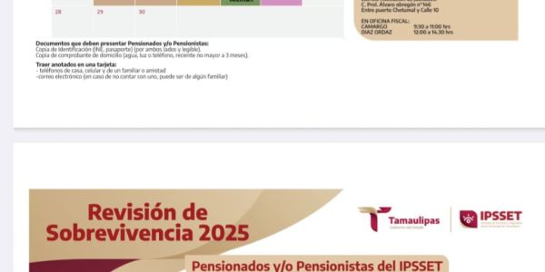 Inicia revisión de sobrevivencia 2025 para pensionados del IPSSET