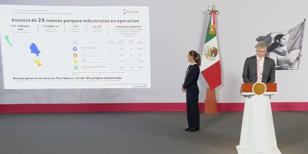 Gobierno de Sheinbaum anuncia desarrollo de 20 parques industriales con inversión de alrededor de 700 mdd