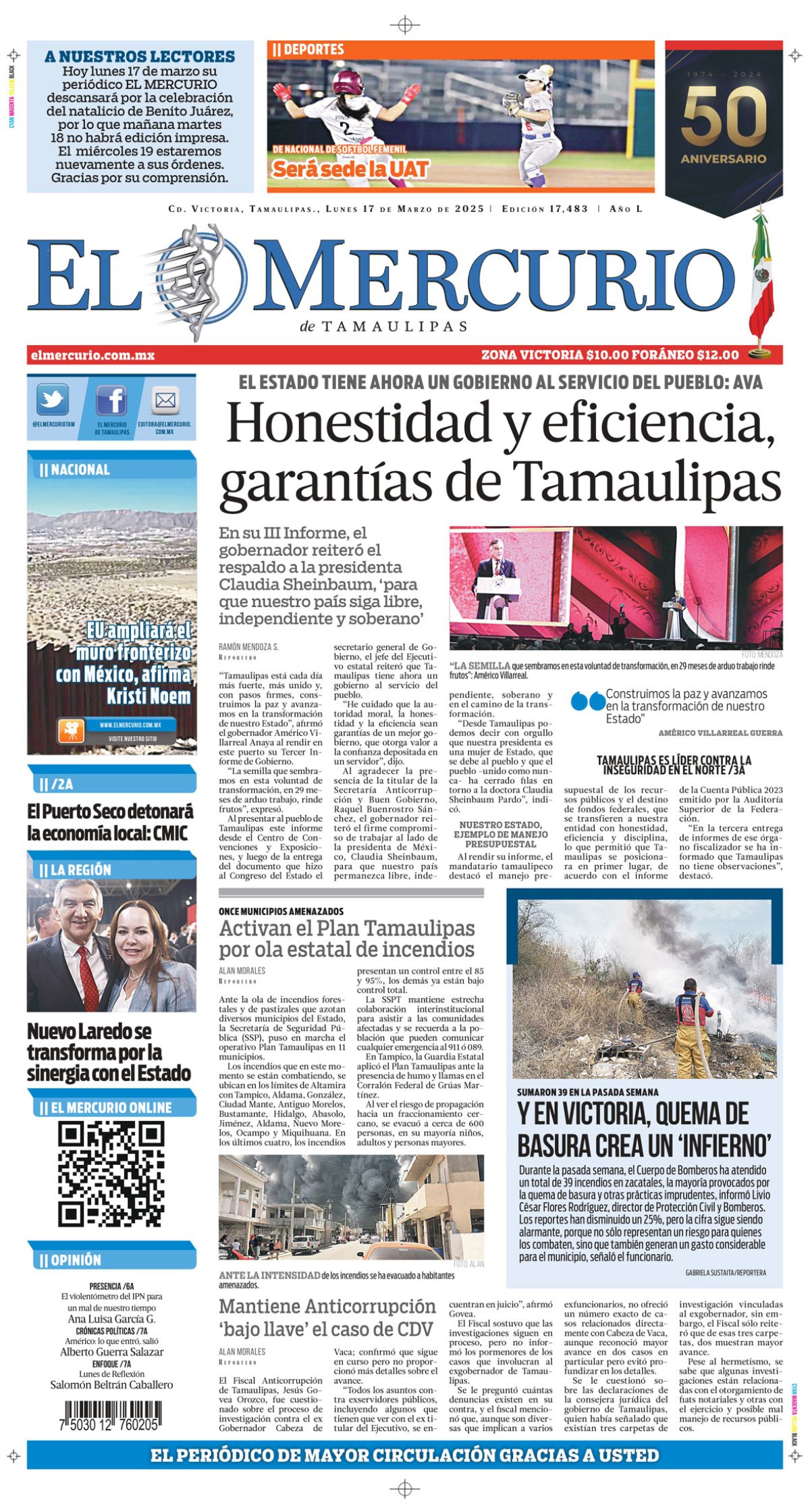 Honestidad y eficacia, garantías de Tamaulipas