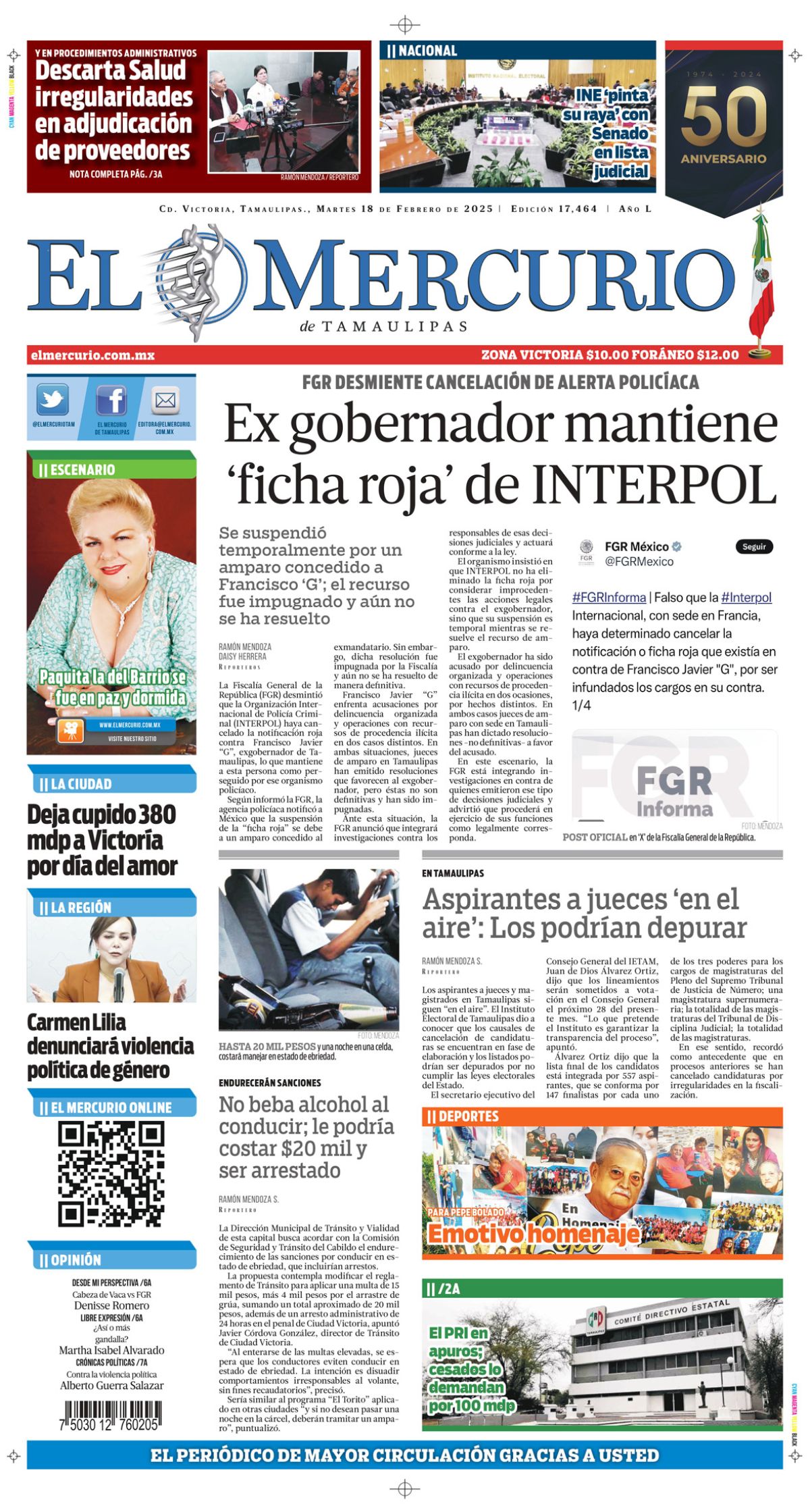Ex gobernador mantiene ‘ficha roja’ de INTERPOL