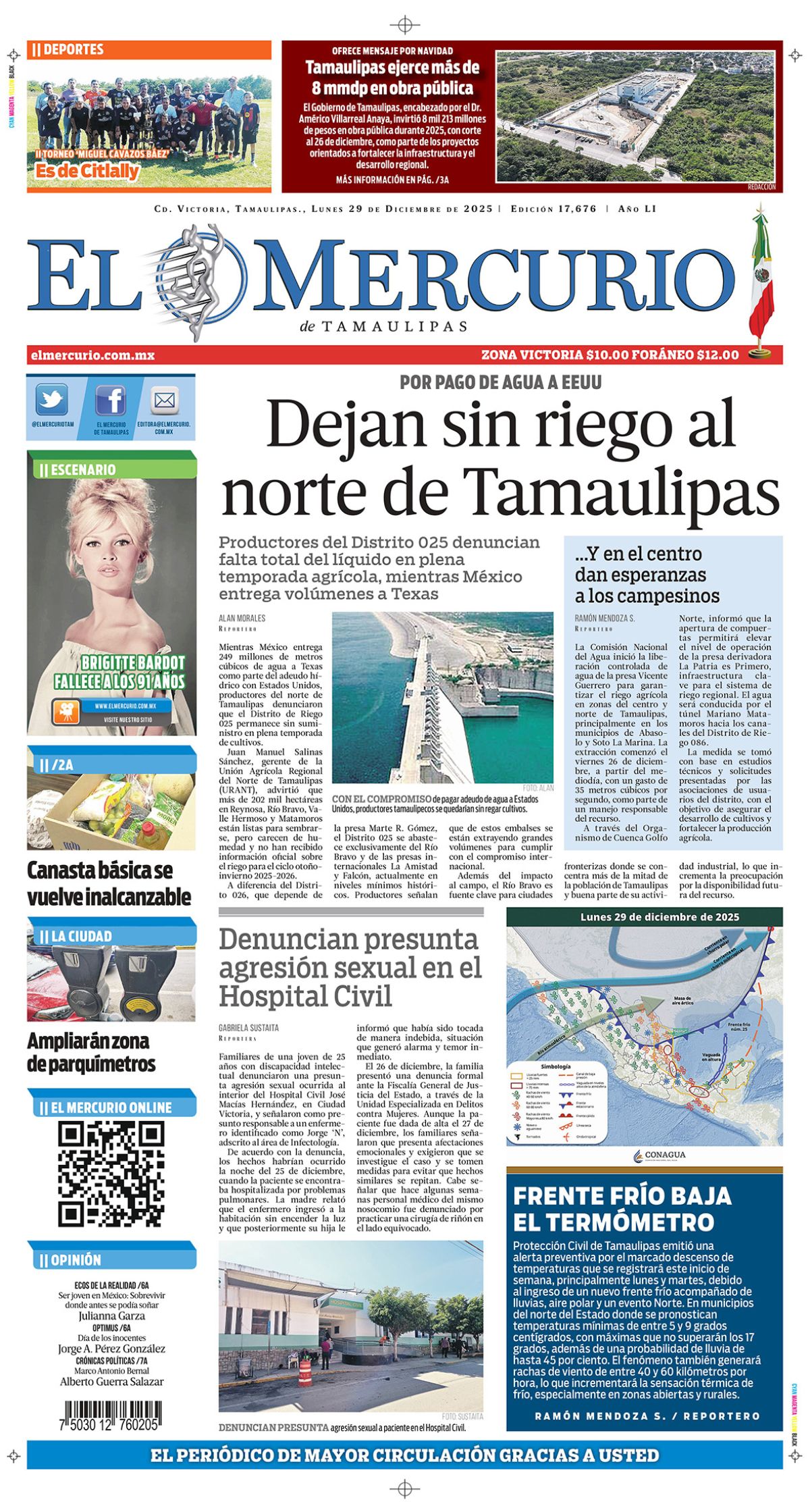 Dejan sin riego al norte de Tamaulipas