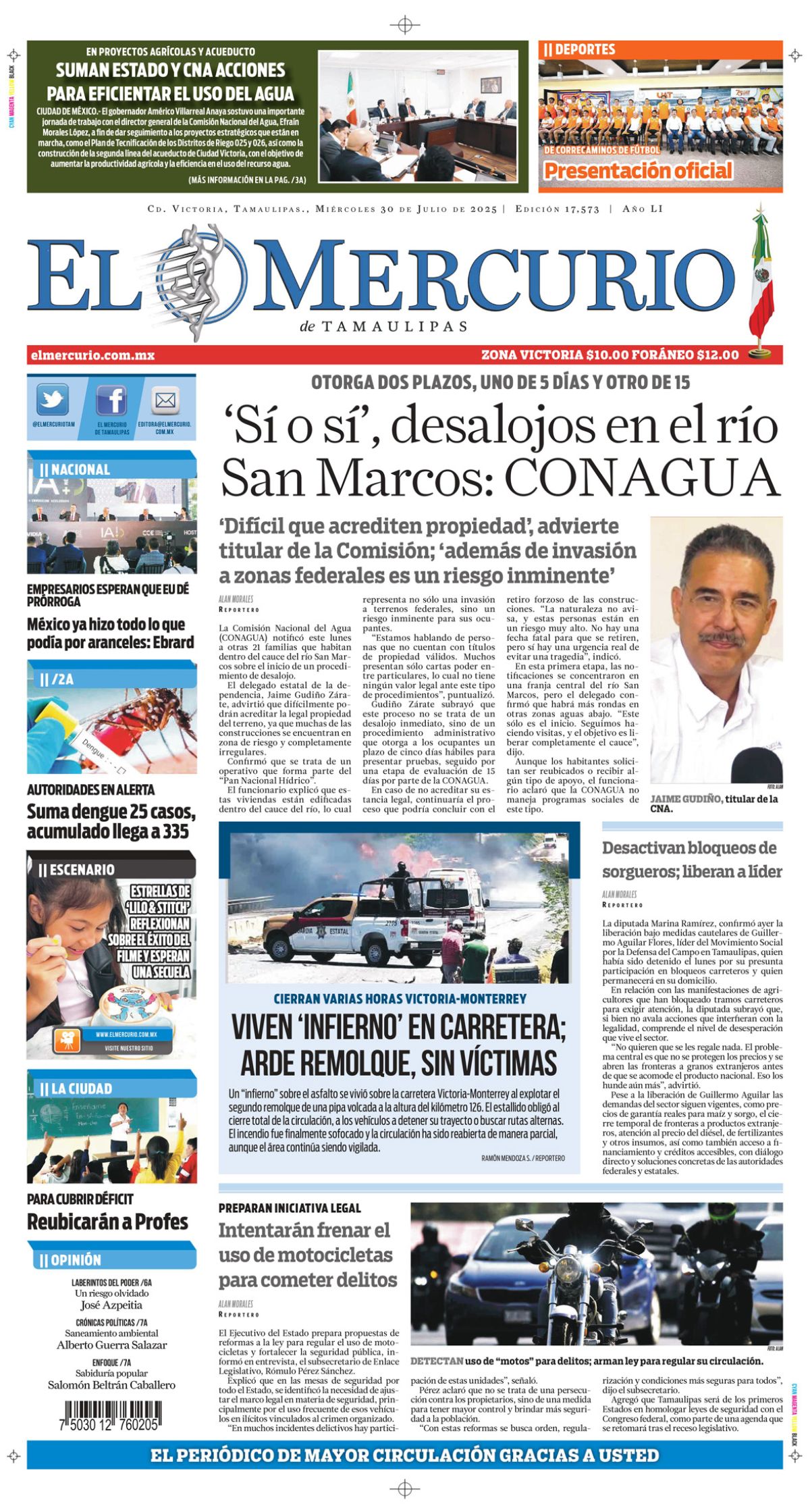 Sí o sí’, desalojos en río San Marcos: CONAGUA