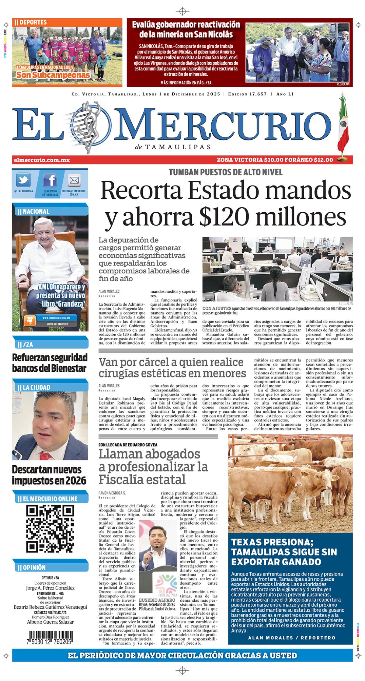 Recorta Estado mandos y ahorra $120 millones