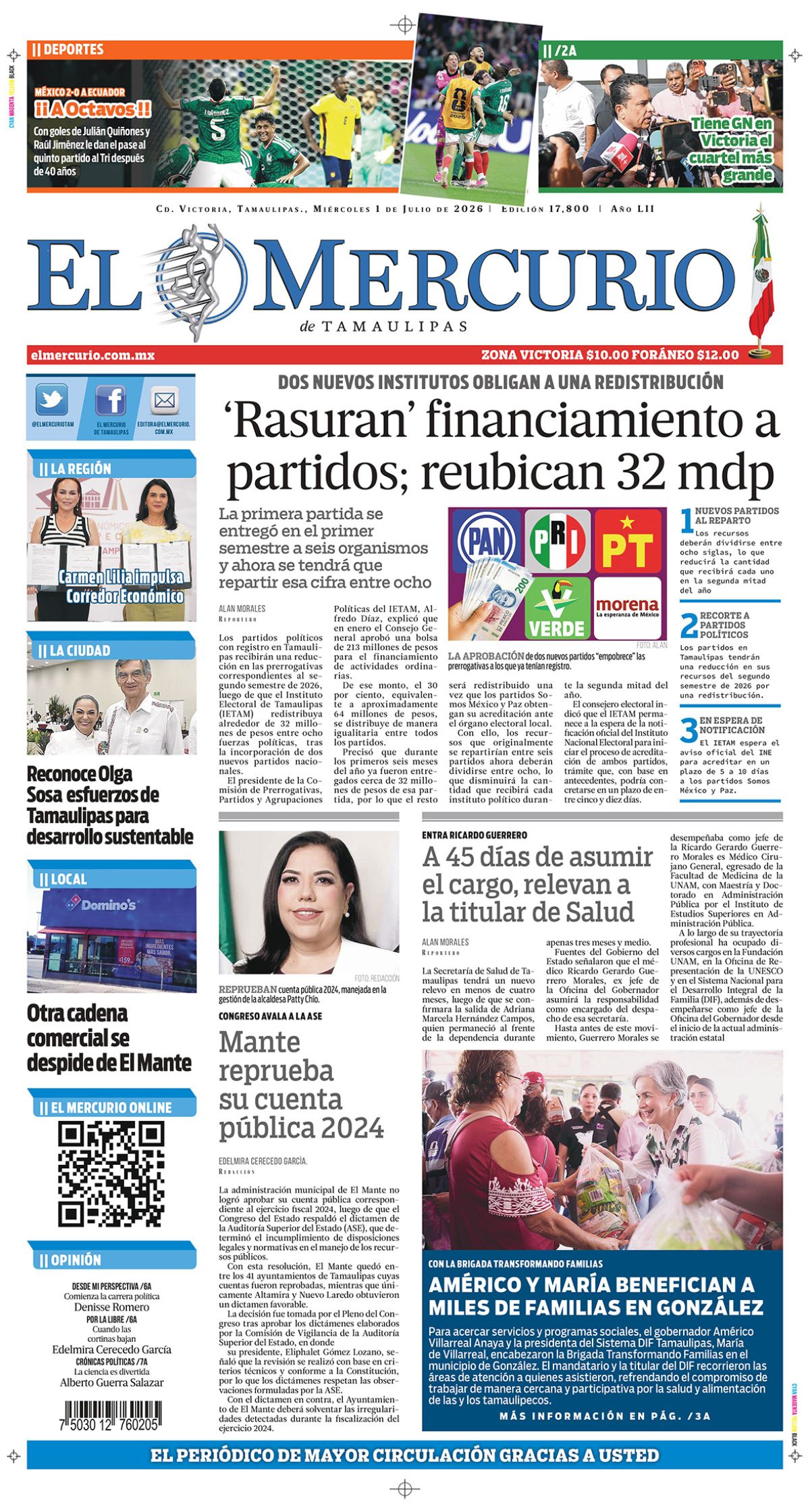 ‘Rasuran’ financiamiento a partidos; reubican 32 mdp