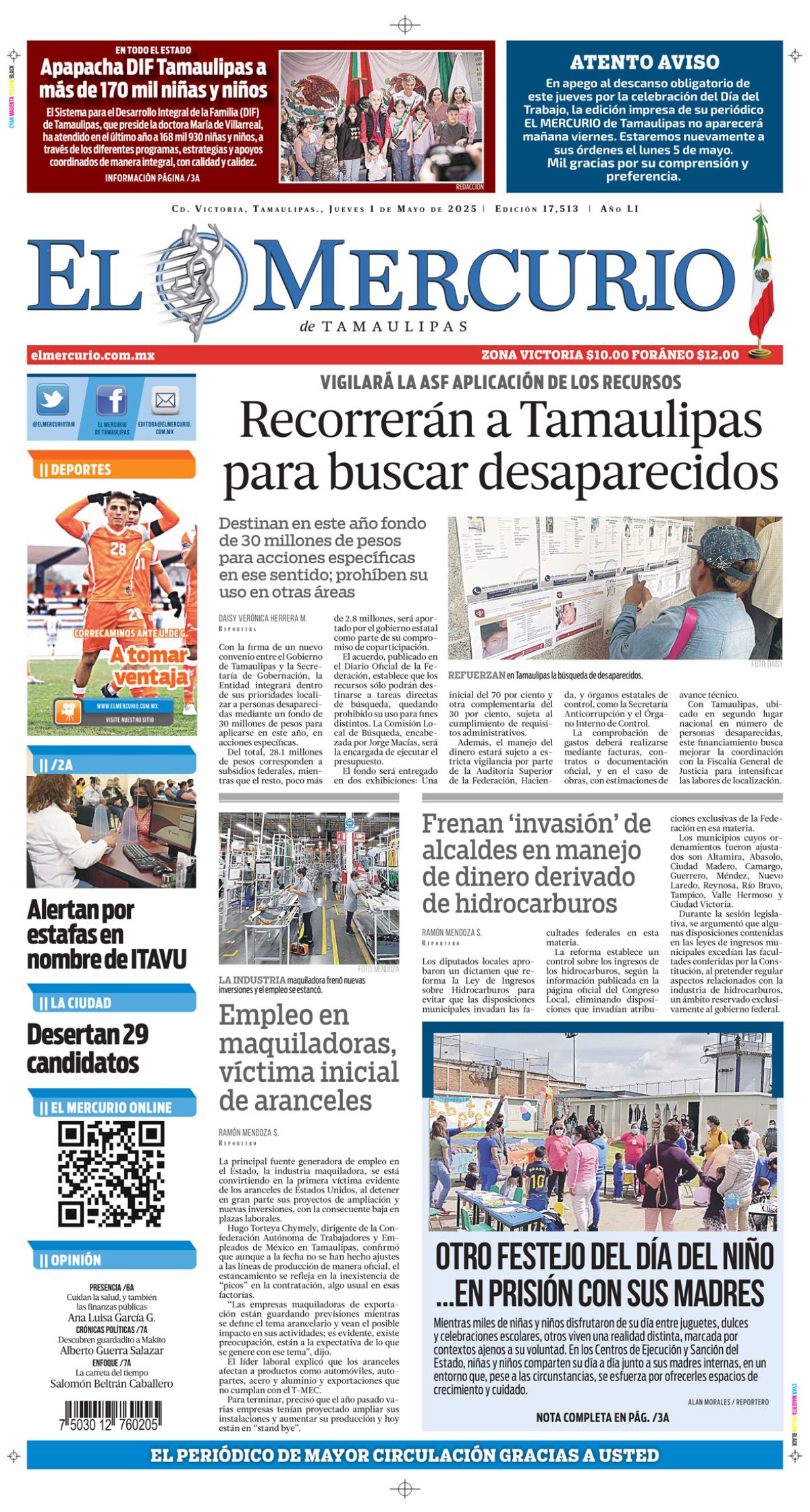 Recorrerán Tamaulipas para buscar desaparecidos
