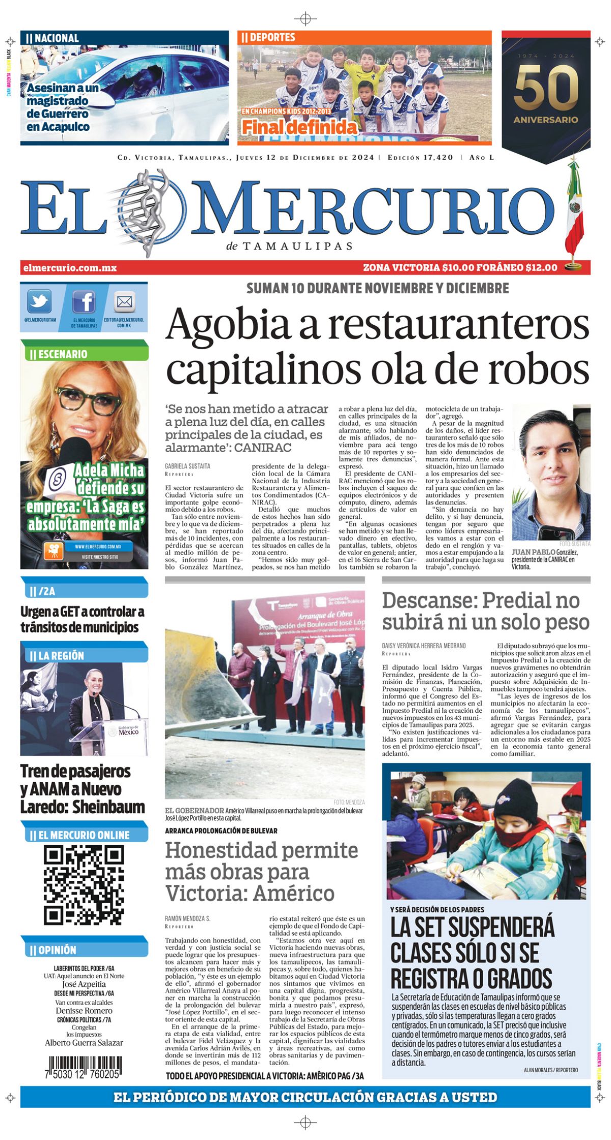 Agobian a restauranteros capitalinos ola de robos