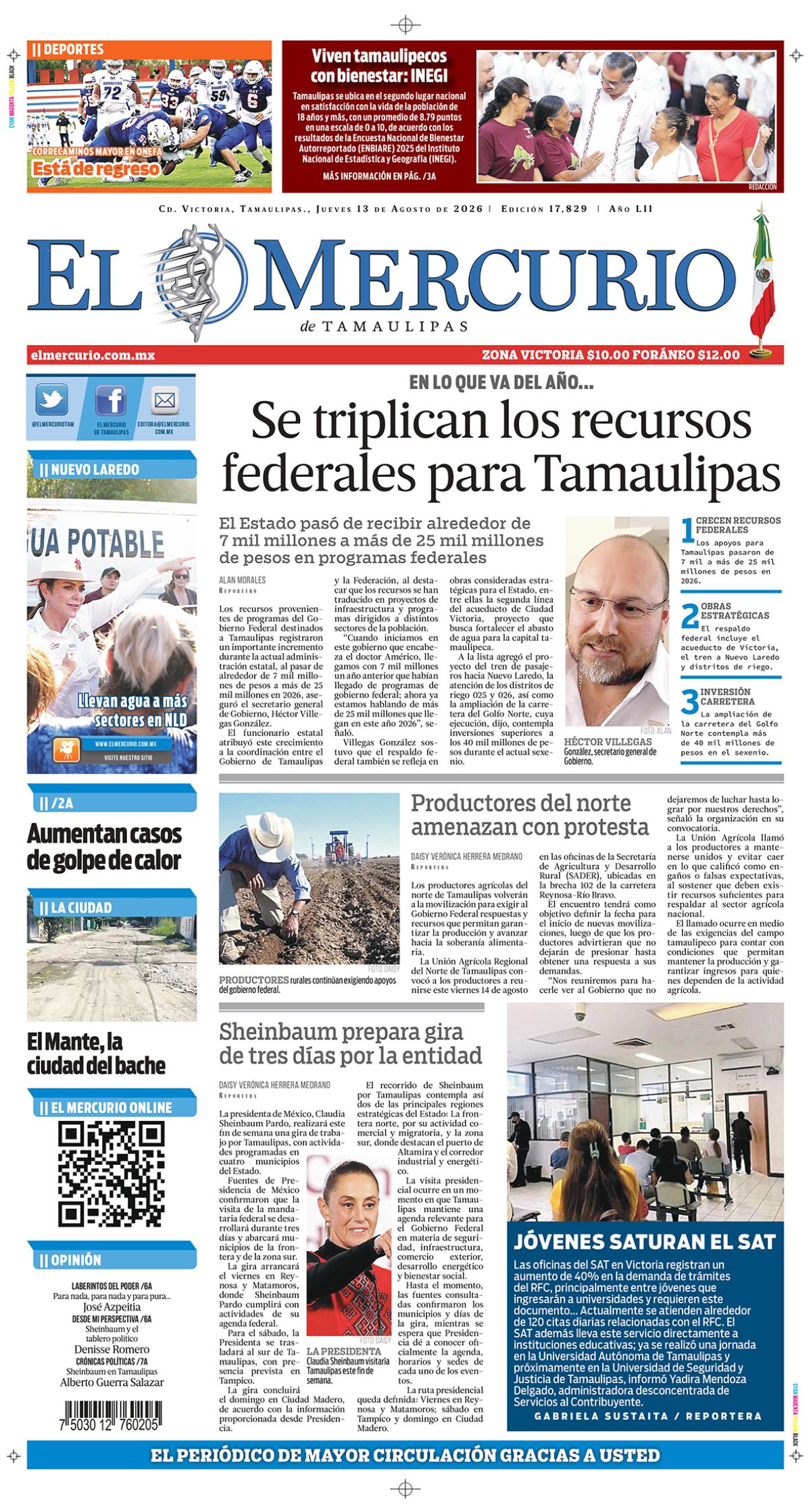 Se triplican recursos los federales para Tamaulipas