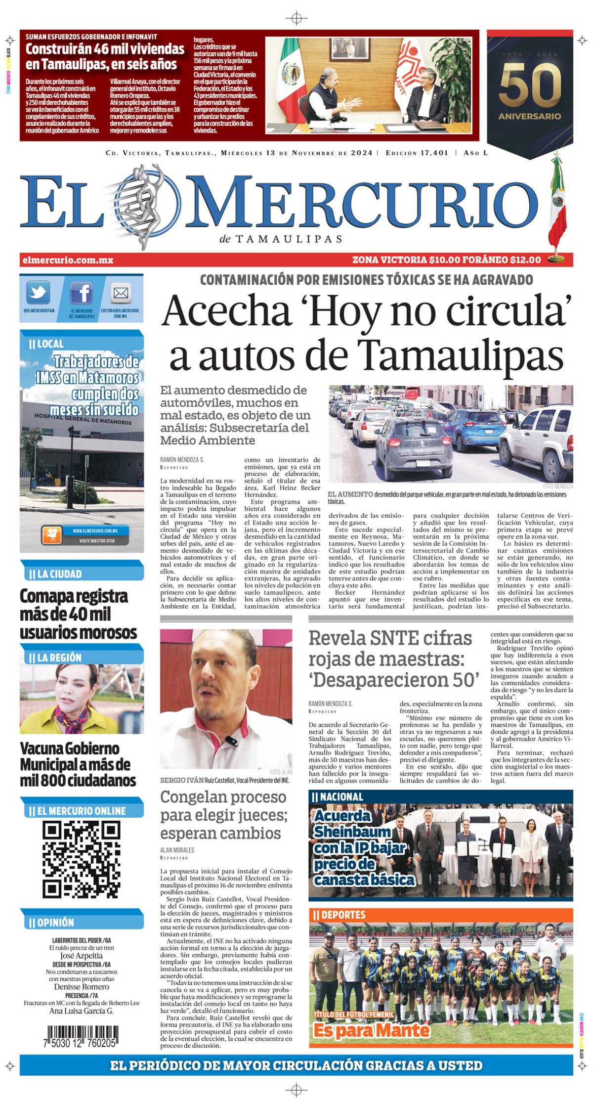 Acecha ‘Hoy no circula’ a autos de Tamaulipas
