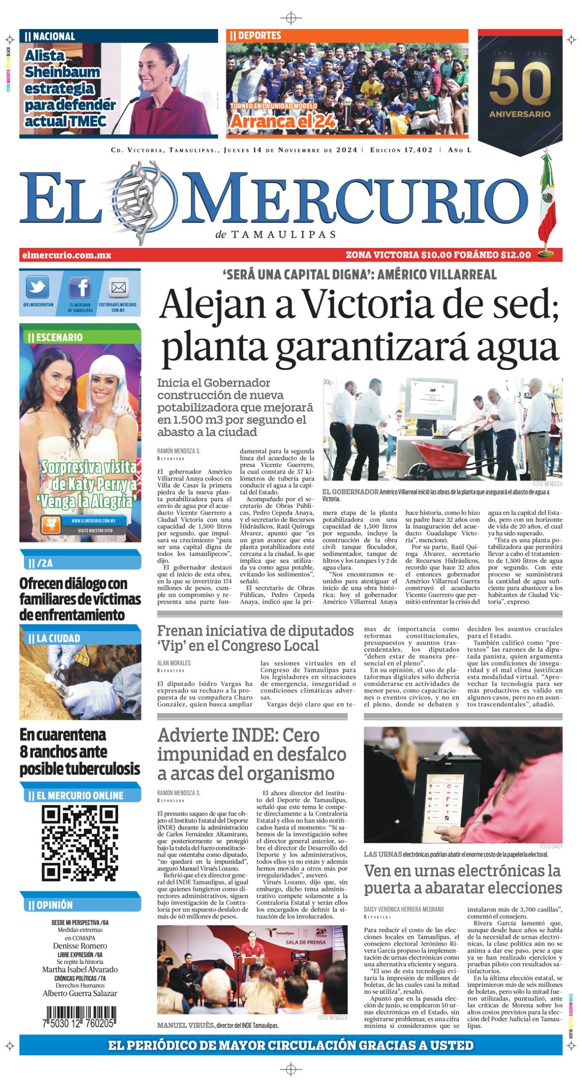 Alejan a Victoria de sed; planta garantizará agua