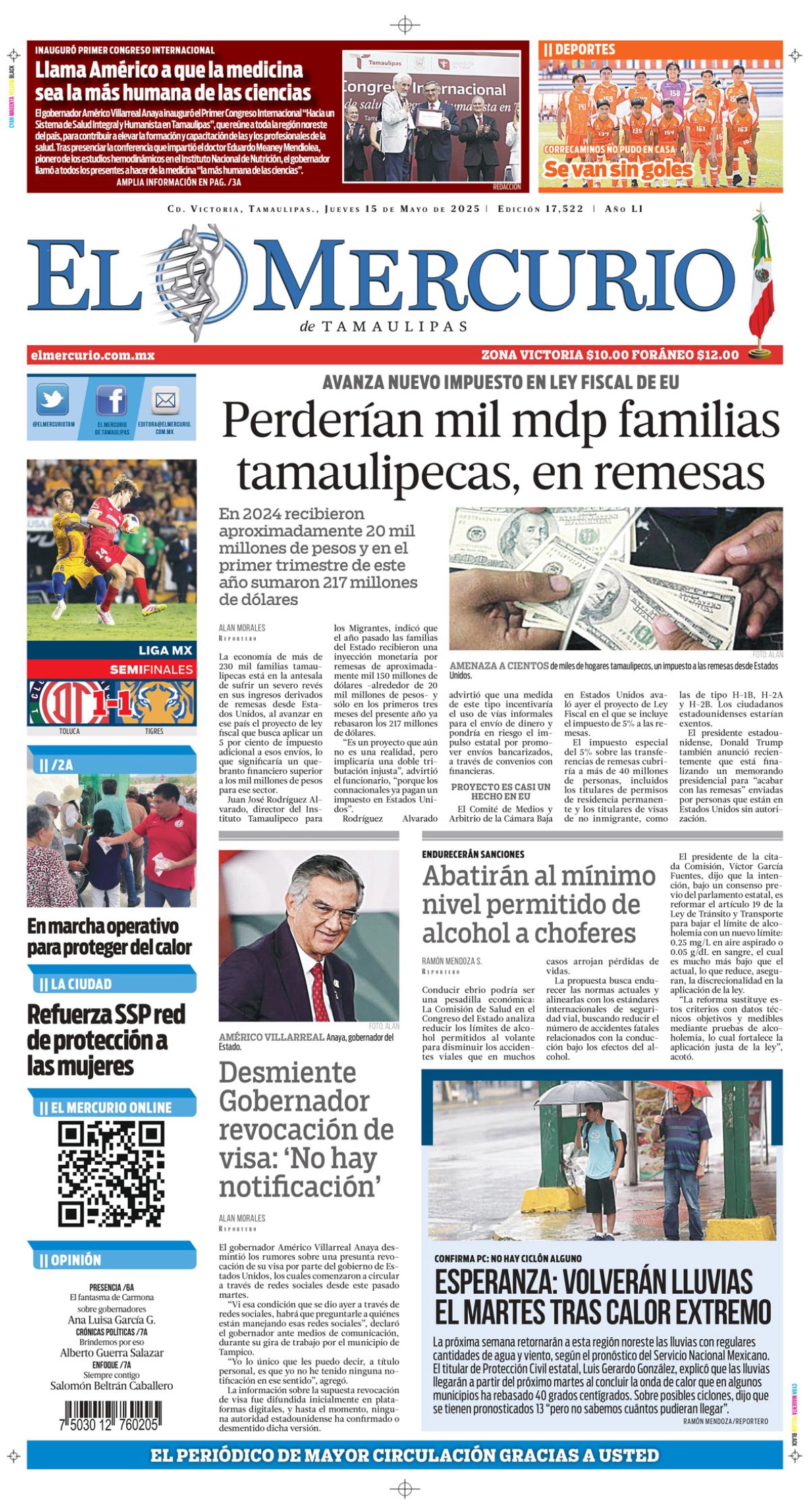 Perderían mil mdp familias tamaulipecas, en remesas