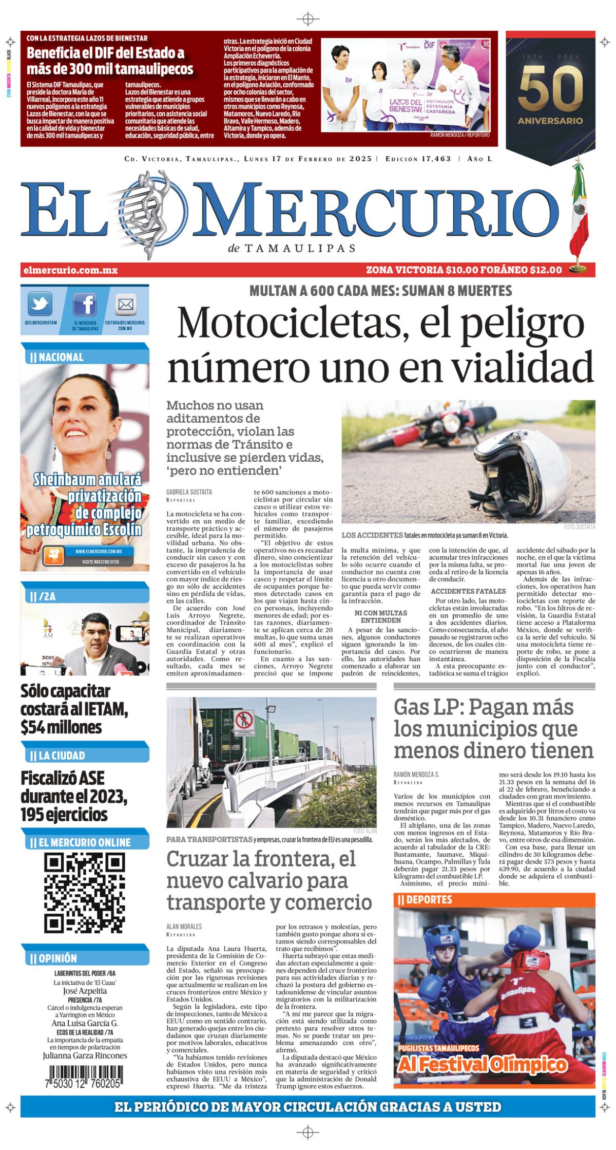 Motocicletas, el peligro número uno en vialidad