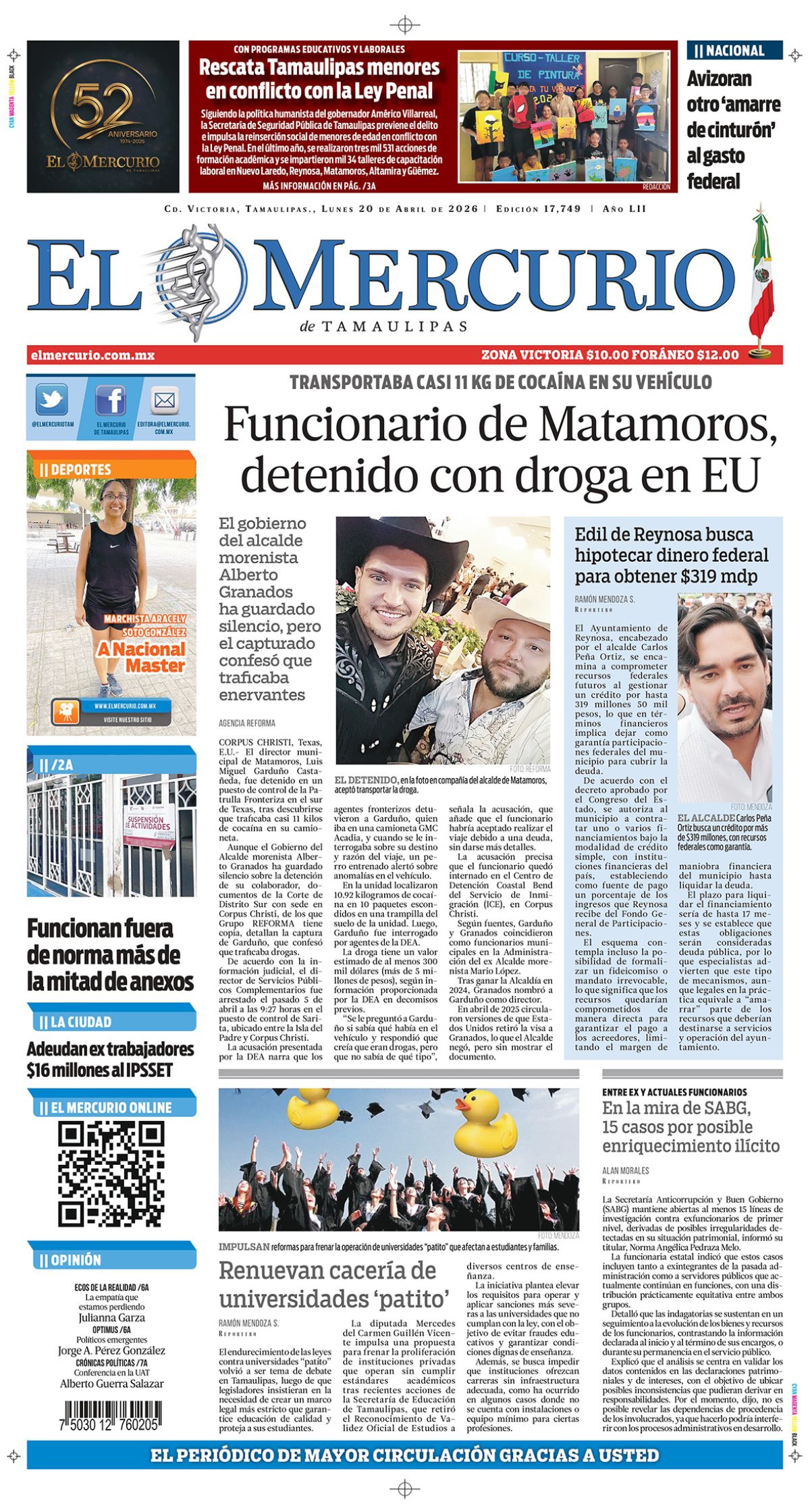 Funcionario de Matamoros, detenido con droga en EU