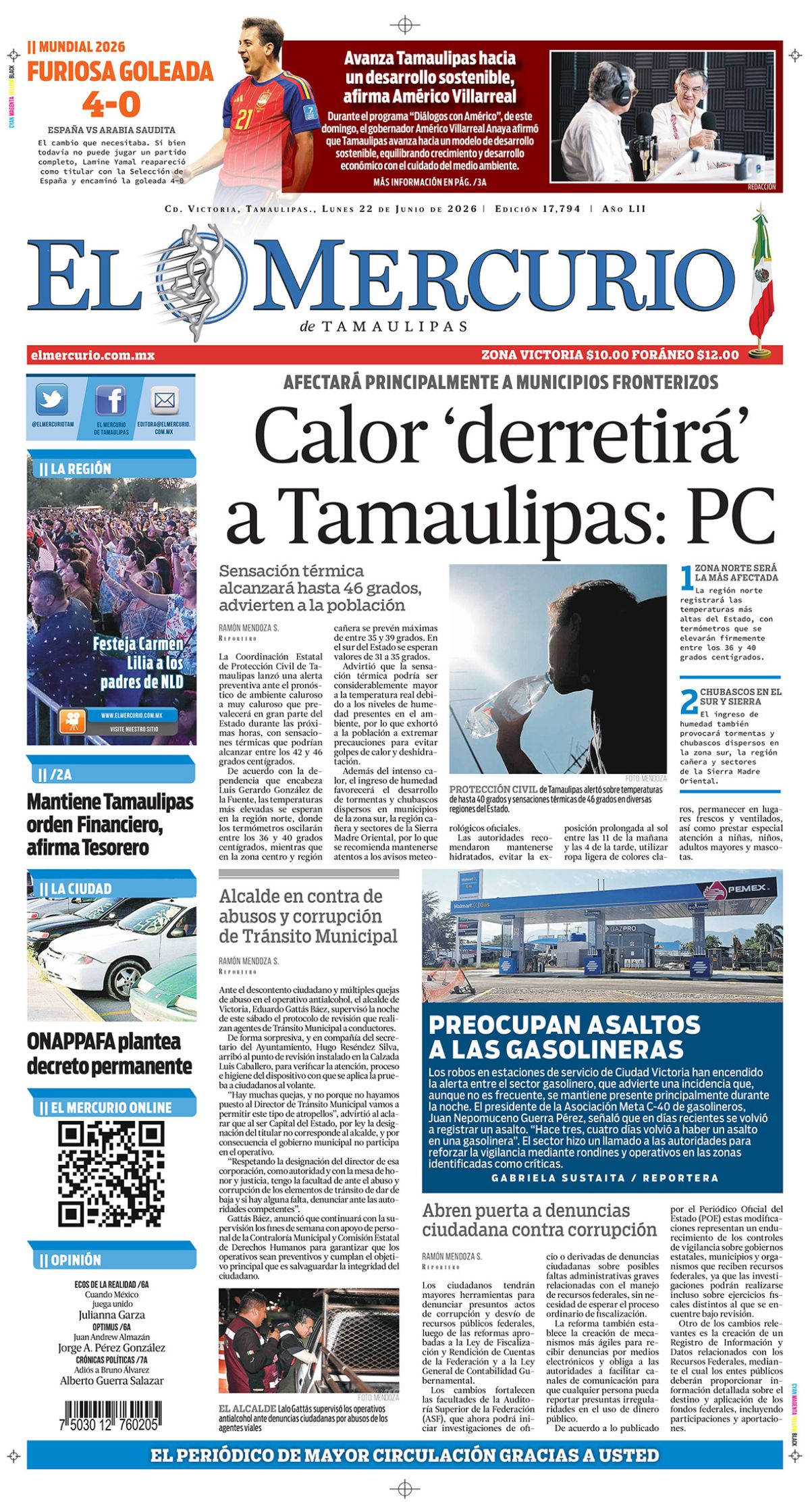 Calor ‘derretirá’ a Tamaulipas: PC