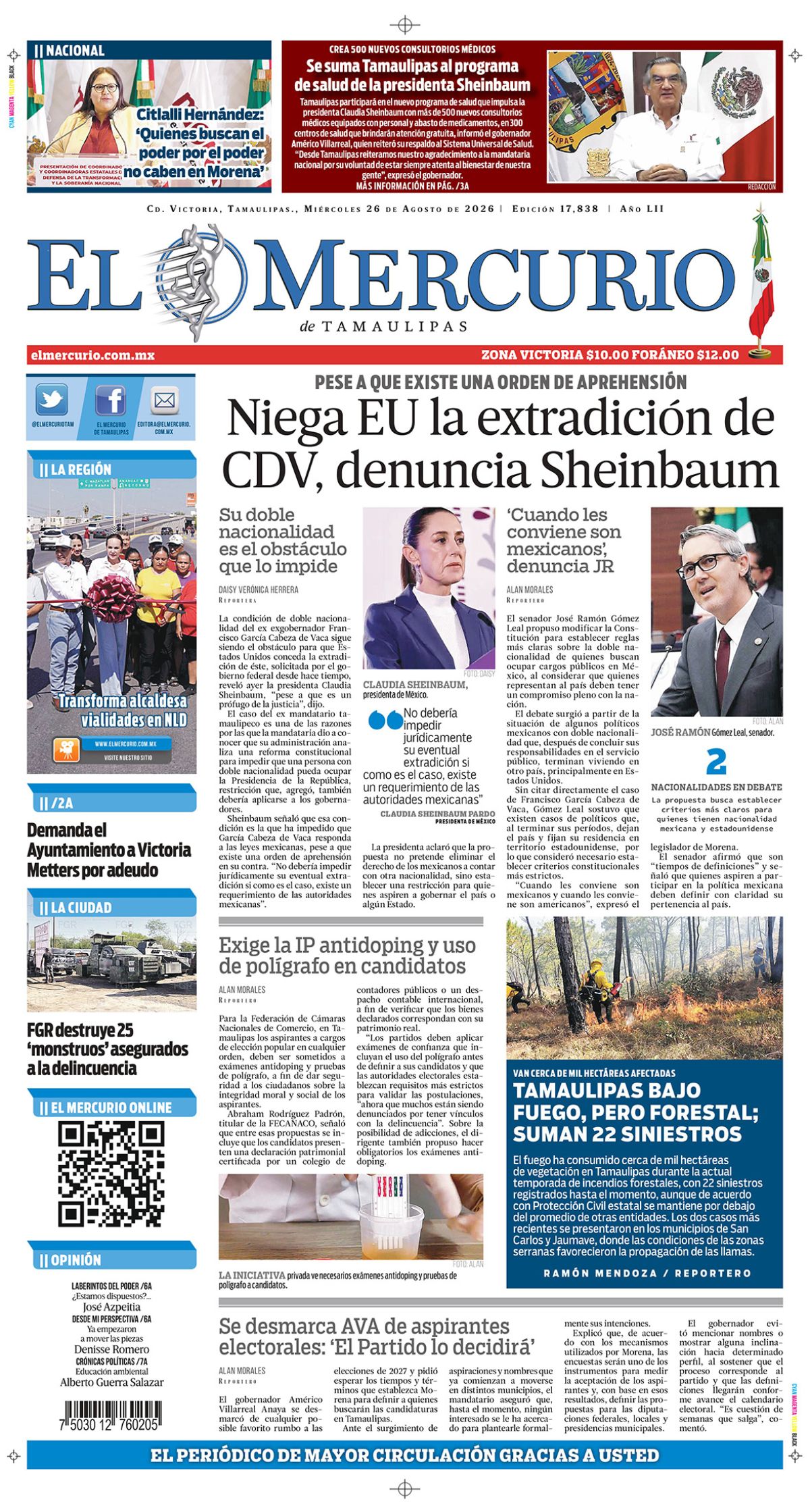 Niega EU la extradición de CDV, denuncia Sheinbaum
