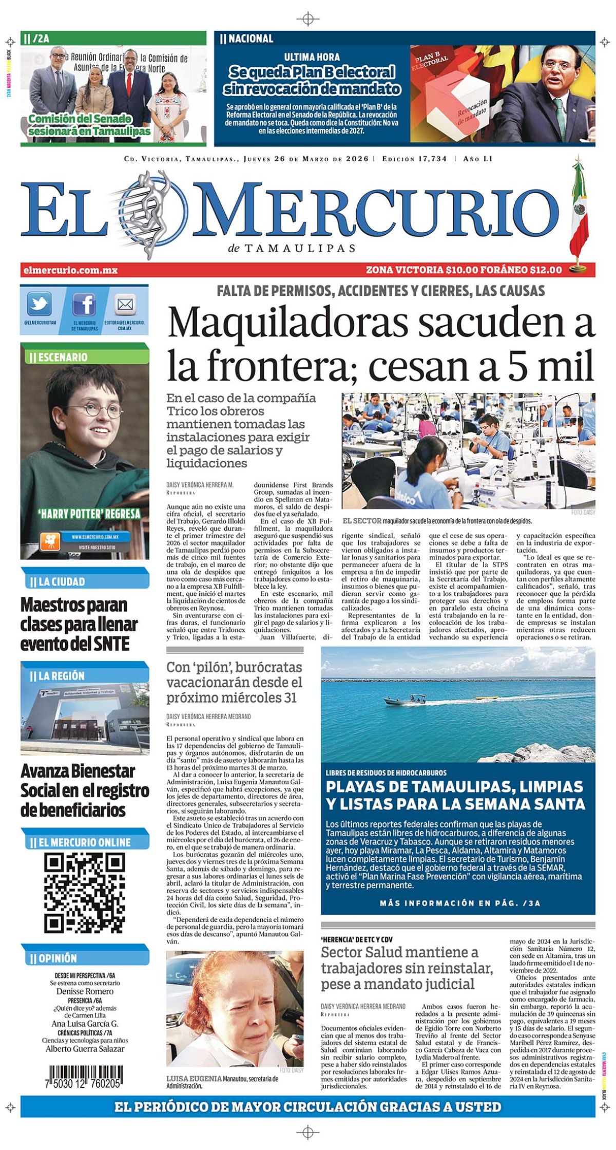 Maquiladoras sacuden a la frontera ; cesan a 5 mil