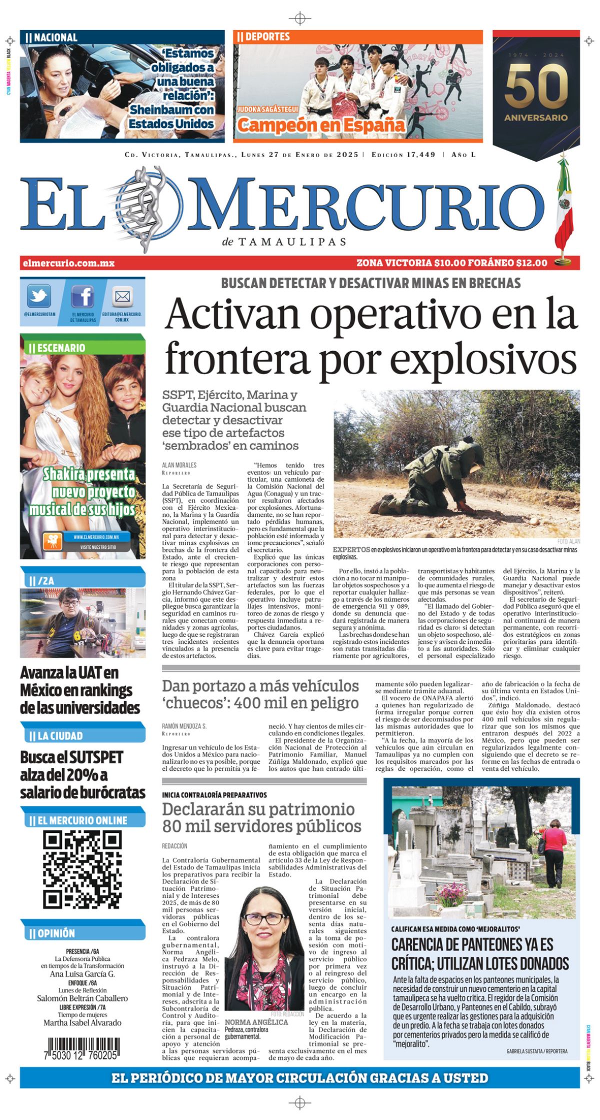 Activan operativo en la frontera por explosivos