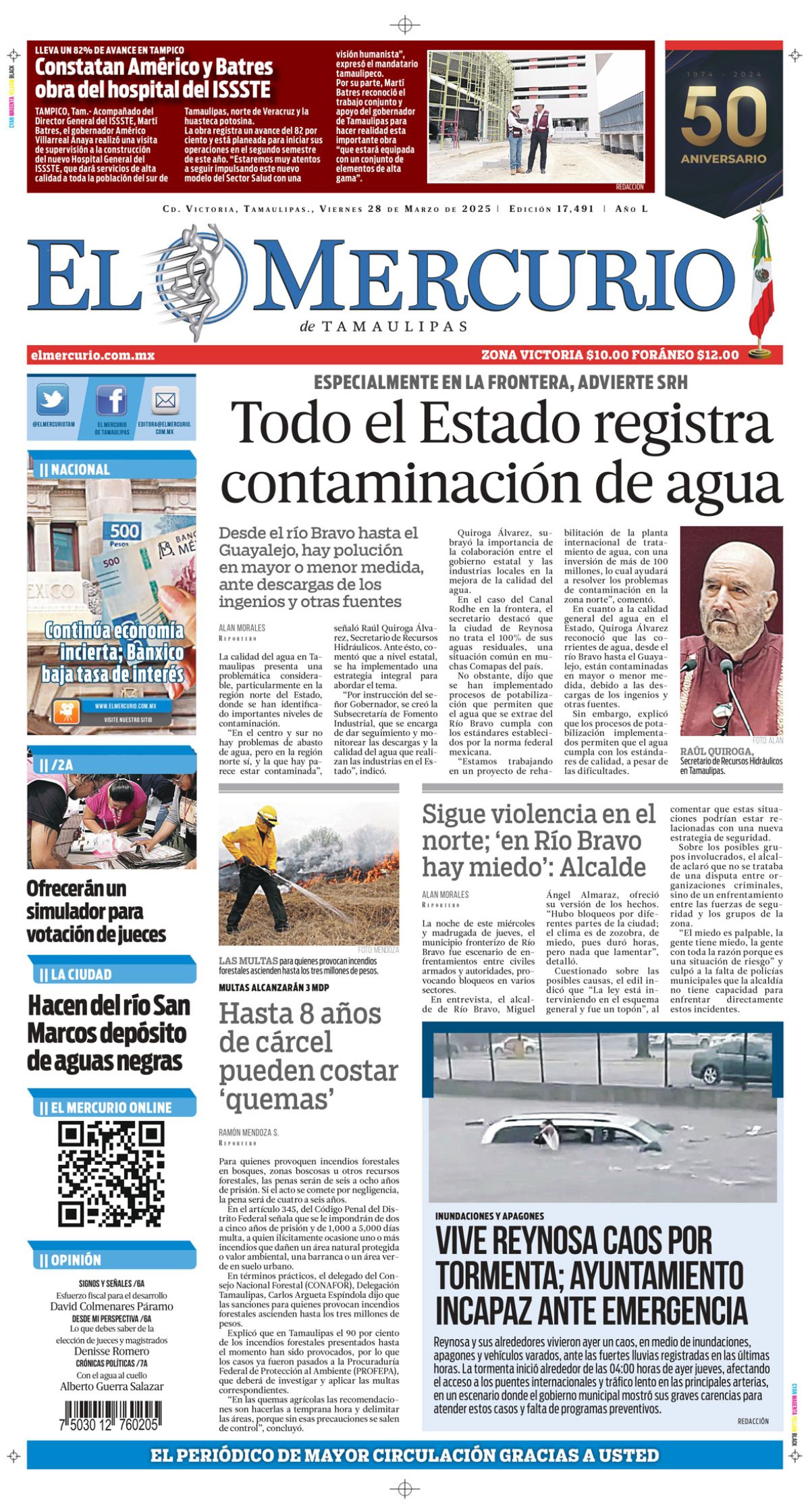 Todo el Estado registra contaminación de agua
