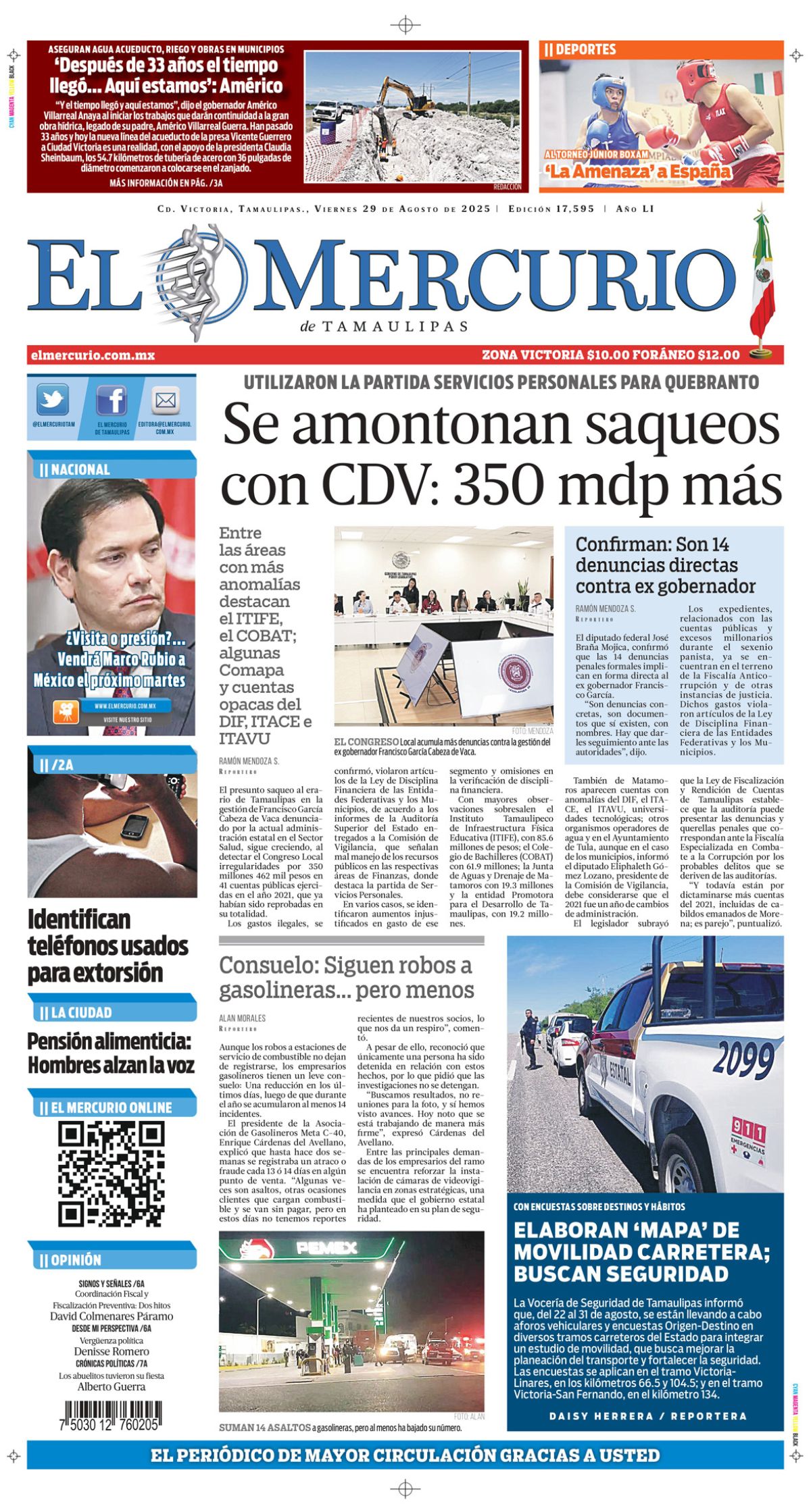 Se amontonan saqueos con CDV: 350 mdp más