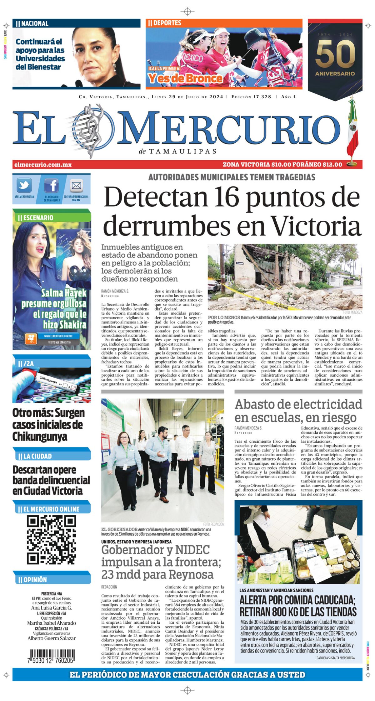 Detectan 16 puntos de  derrumbes en Victoria