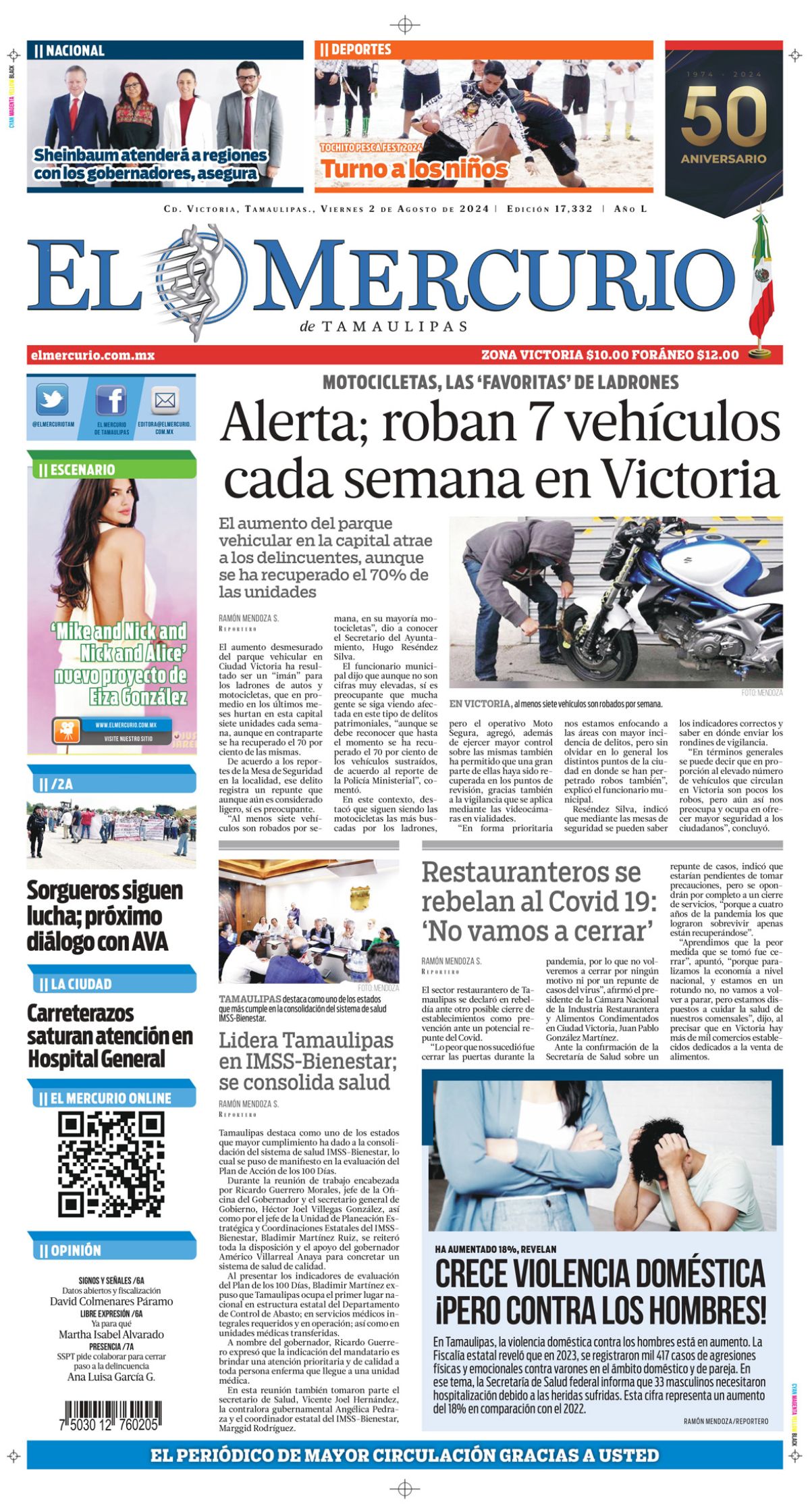 Alerta; roban 7 vehículos cada semana en Victoria