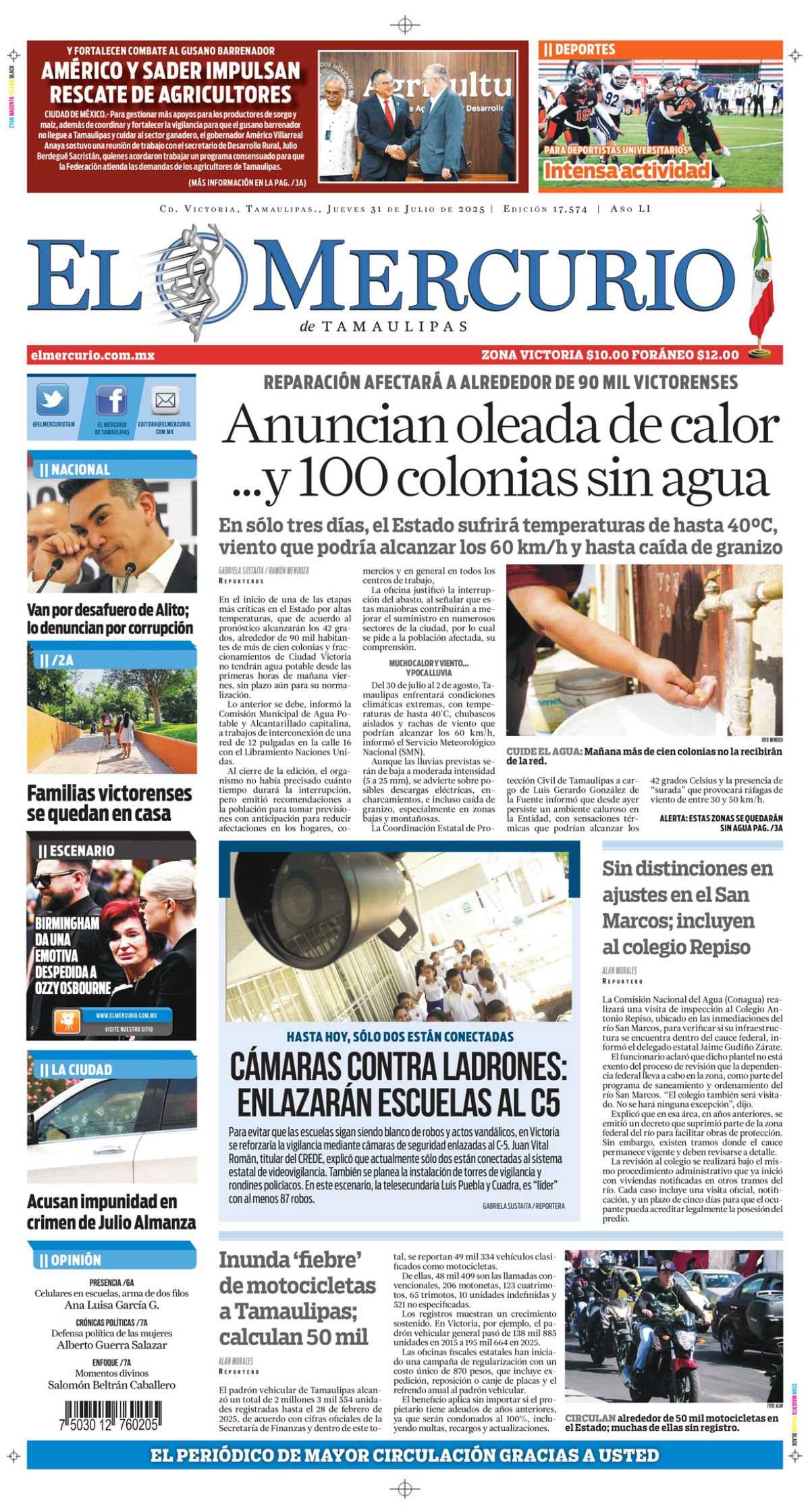 Anuncian oleada de calor …y 100 colonias sin agua