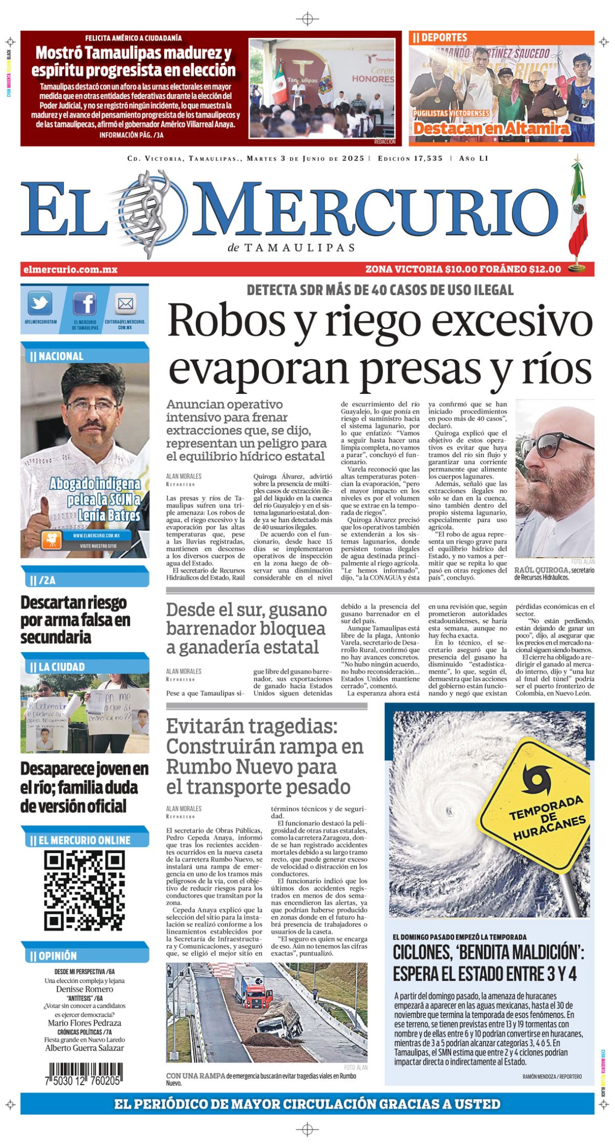 Robos y riego excesivo evaporan presas y ríos