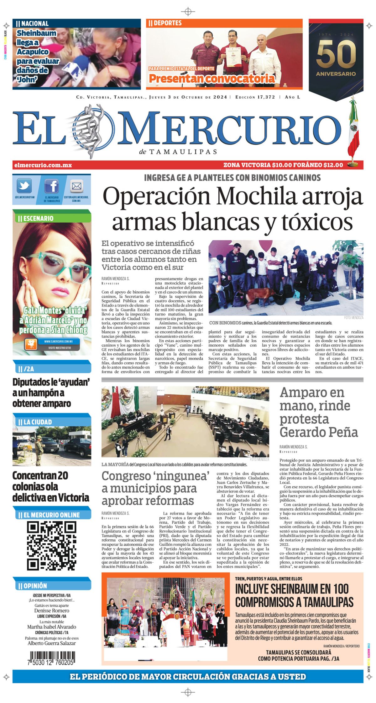 Operación Mochila arroja armas blancas y tóxicos