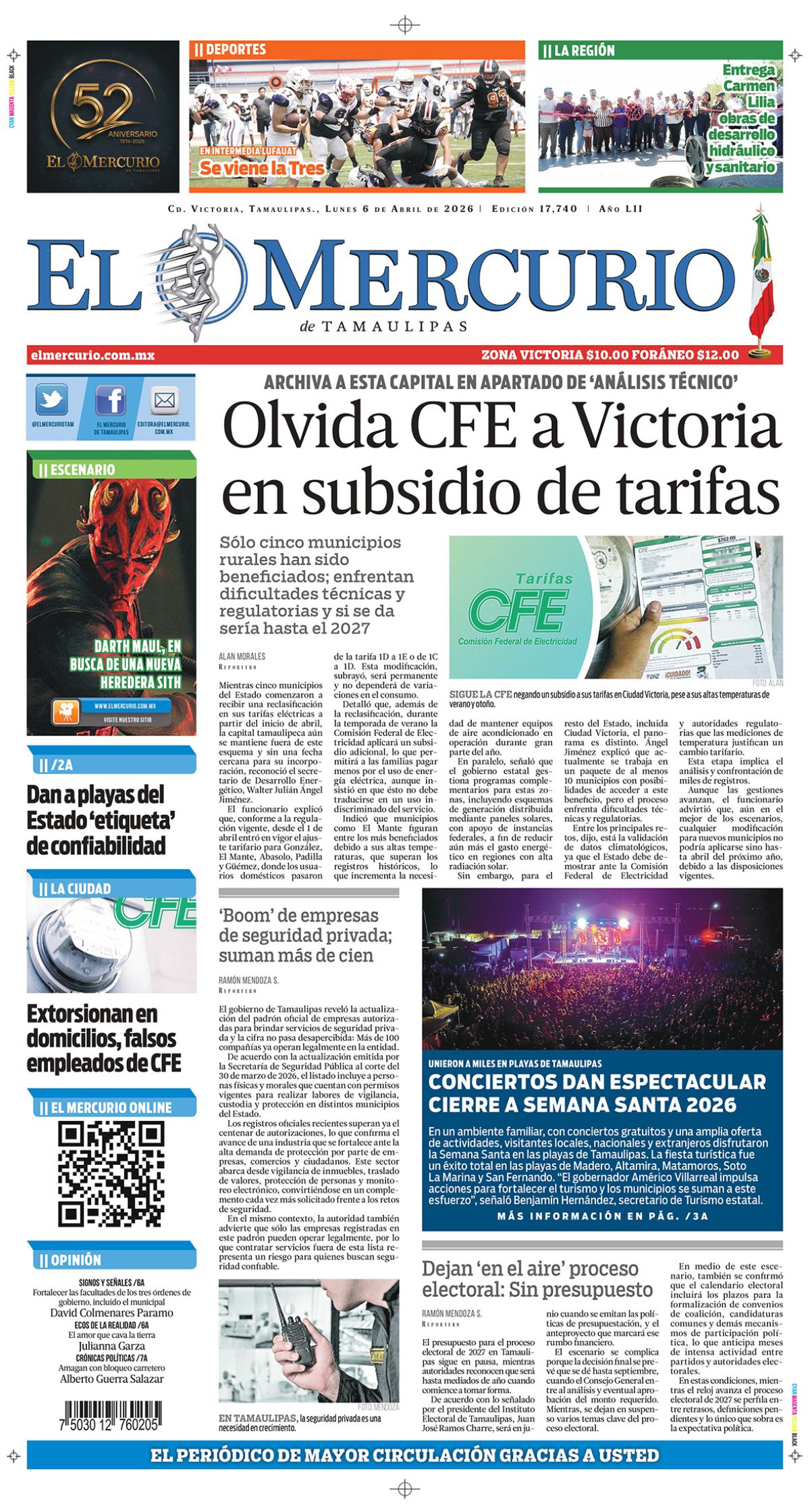 Olvida CFE a Victoria en subsidio de tarifas
