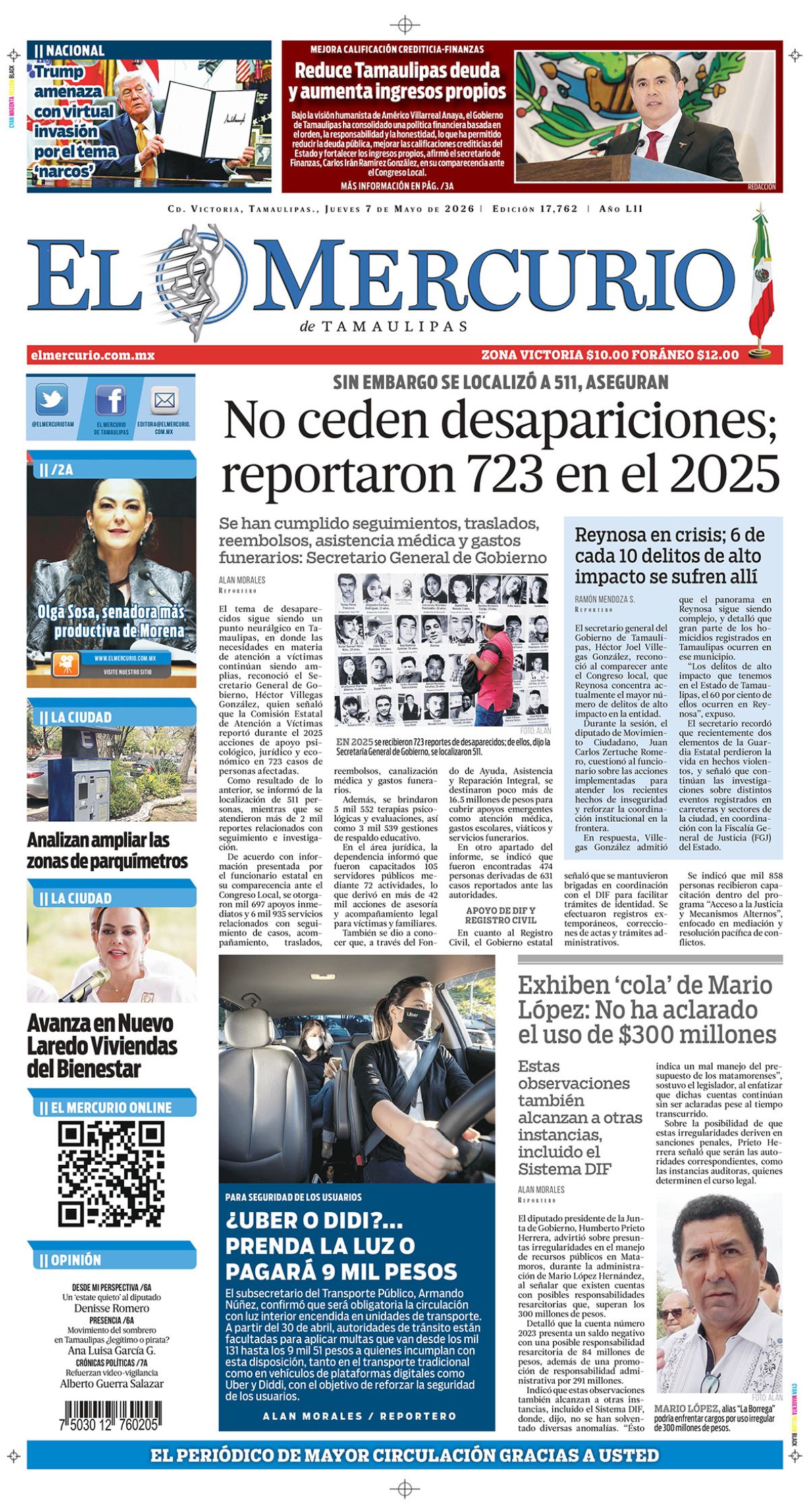 No ceden desapariciones; reportaron 723 en el 2025