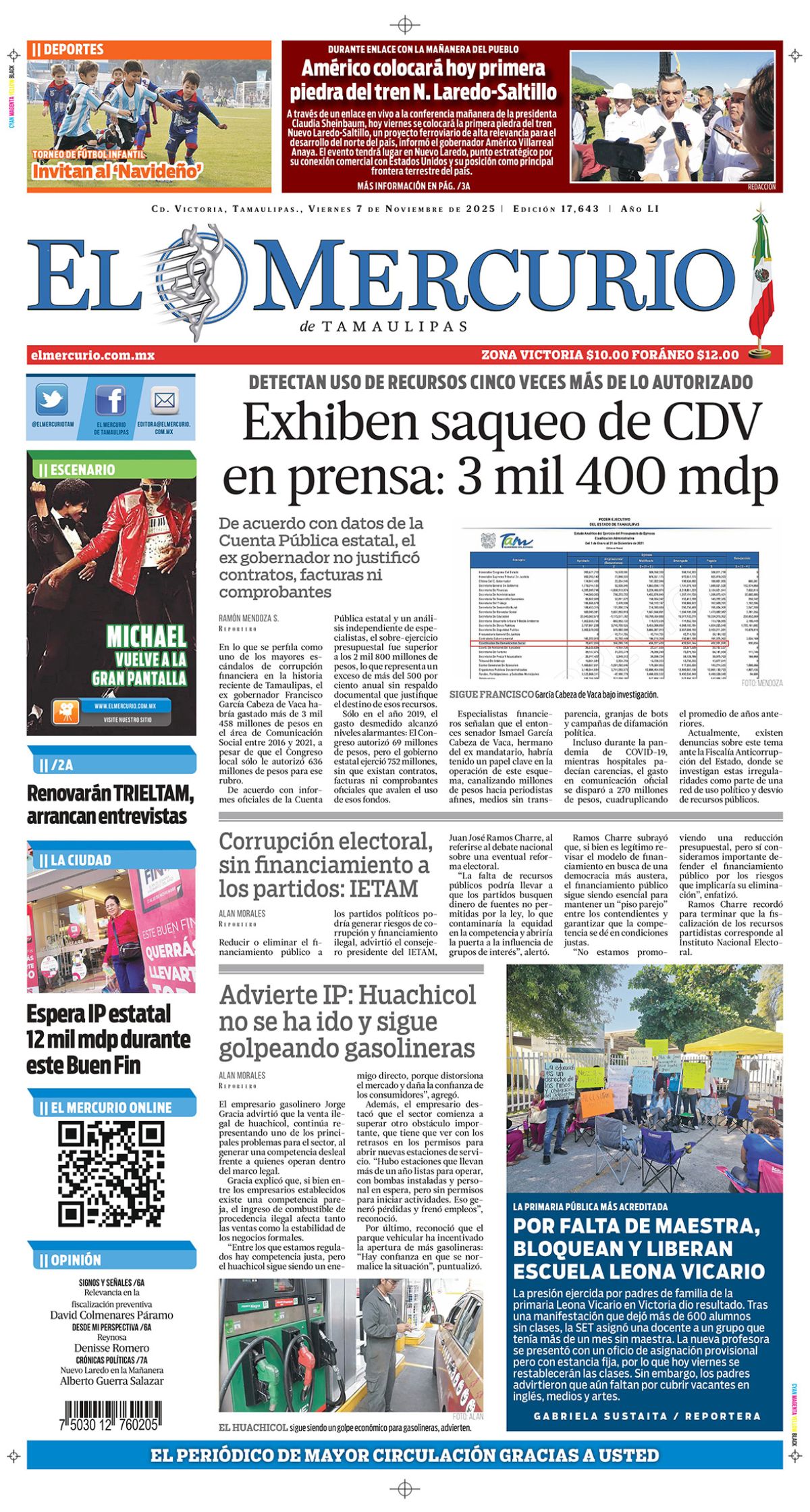 Exhiben saqueo de CDV en prensa: 3 mil 400 mdp