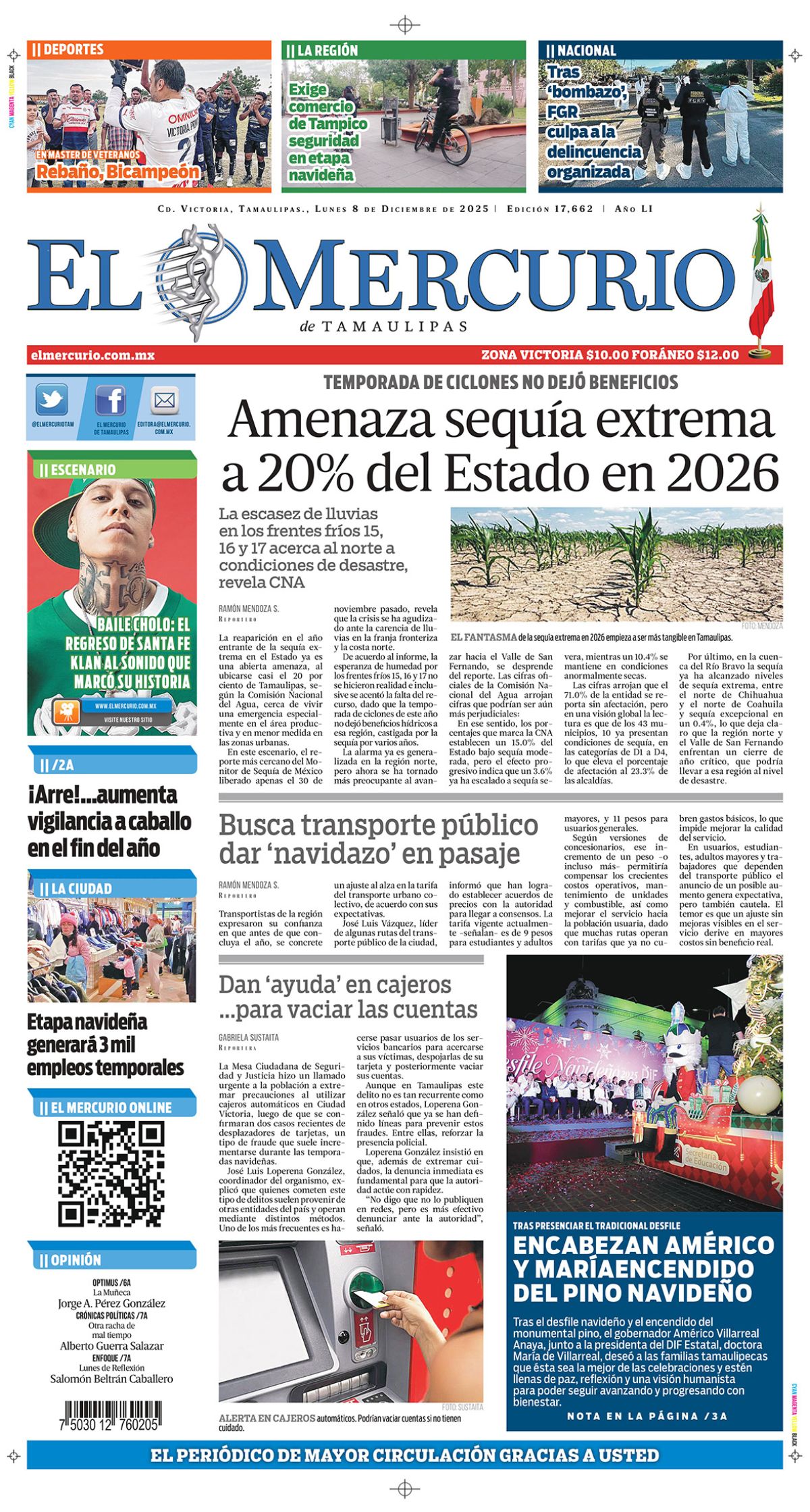 Amenaza sequía extrema a 20% del Estado en 2026