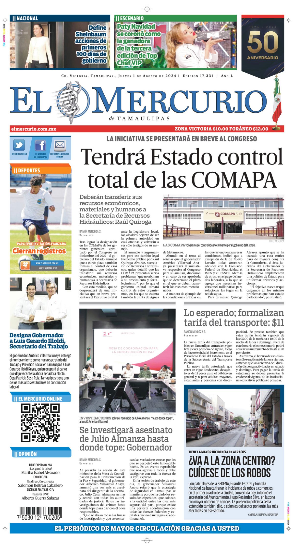 Tendrá Estado control total de las COMAPA