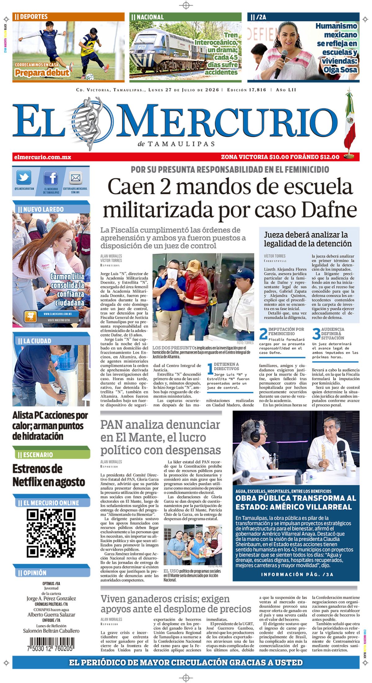 Caen 2 mandos de escuela militarizada por caso Dafne