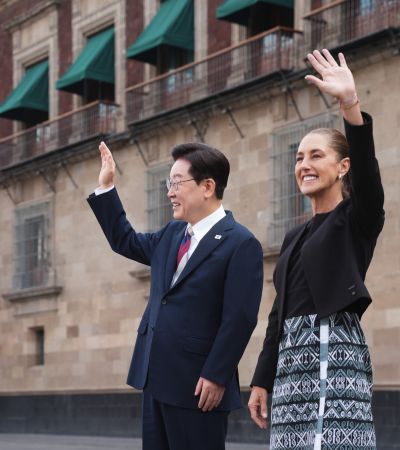 Presidenta Claudia Sheinbaum recibe en Palacio Nacional a su homólogo de la República de Corea Lee Jae-Myung