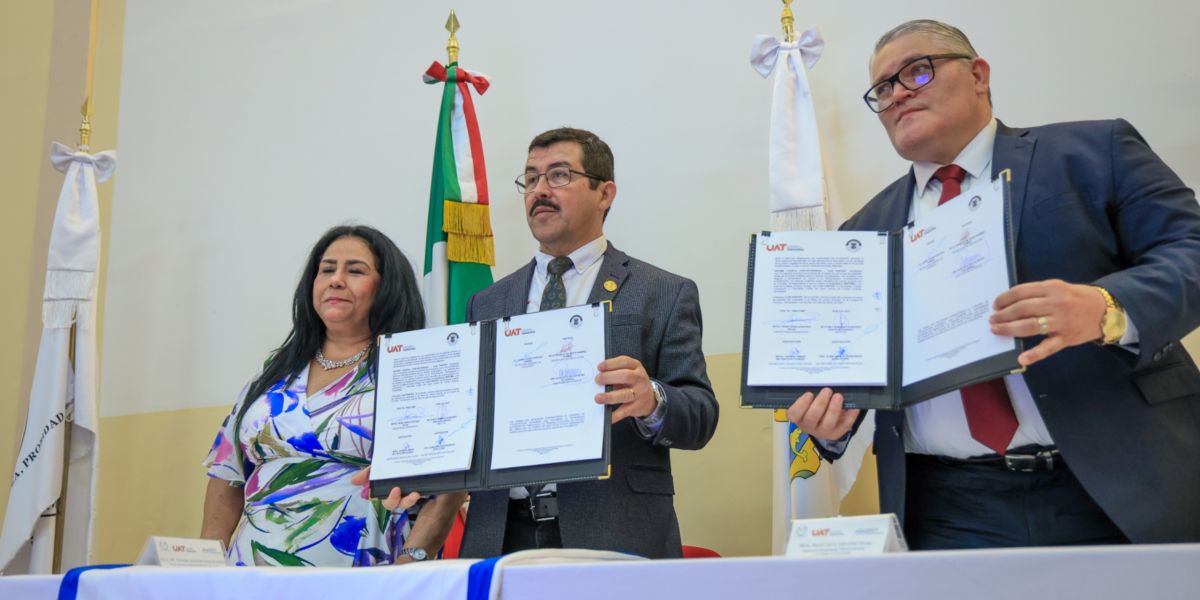 Preside rector Dámaso Anaya firma de convenio UAT y TRIELTAM