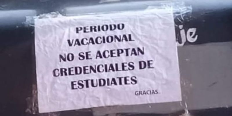 Micros suspenden tarifa preferencial a estudiantes durante vacaciones
