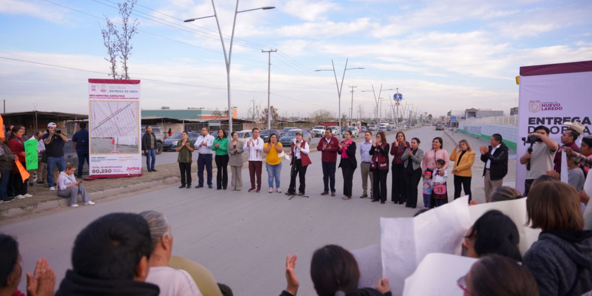 Entrega alcaldesa Carmen Lilia Canturosas importante obra de infraestructura vial en reservas territoriales.