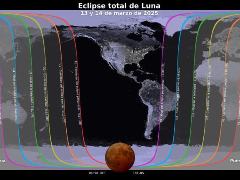¿Dónde será visible el eclipse lunar de marzo 2025?