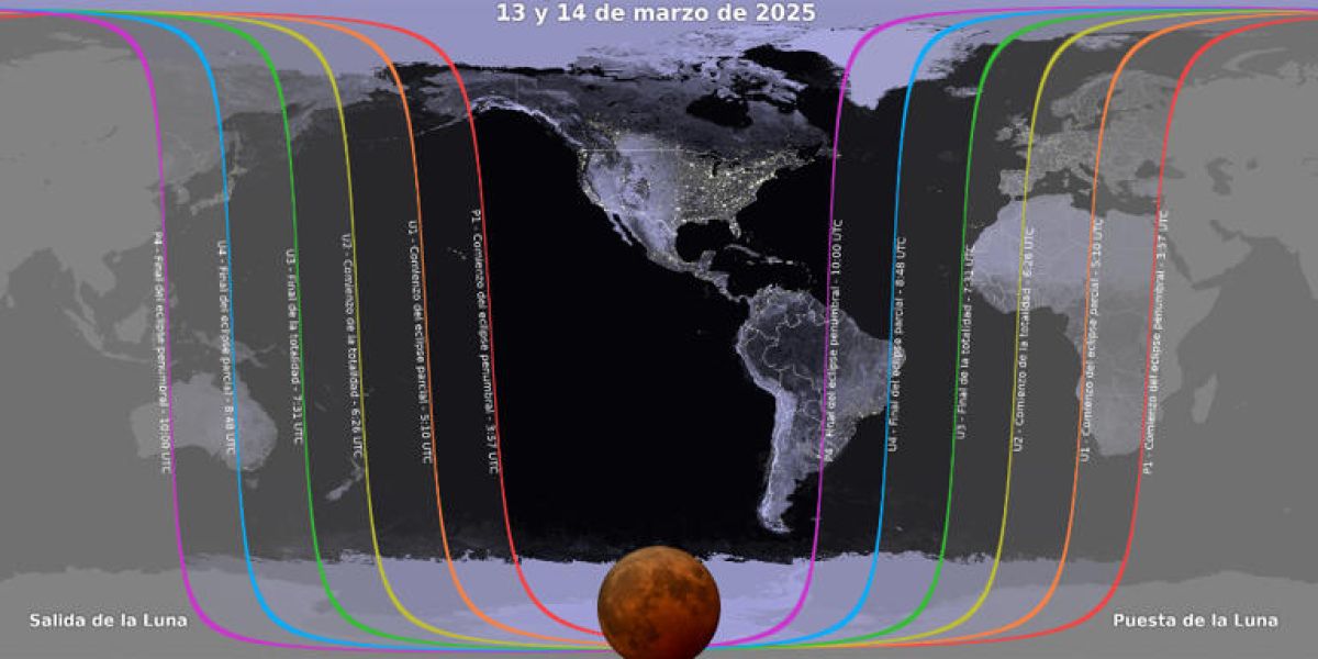 ¿Dónde será visible el eclipse lunar de marzo 2025?