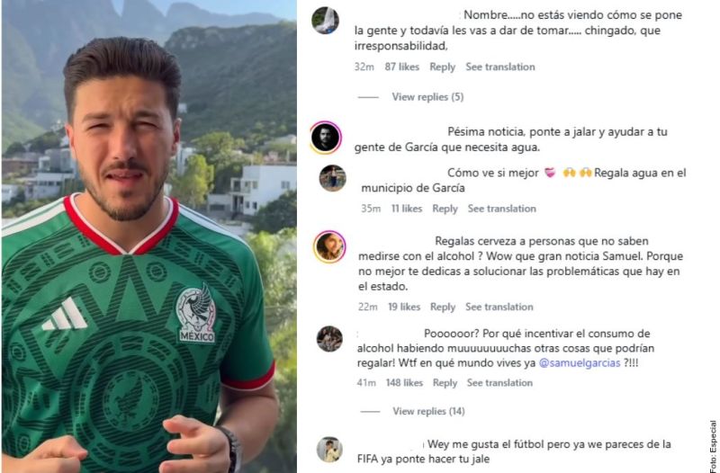 Anuncia Samuel cerveza gratis; habitantes le piden agua