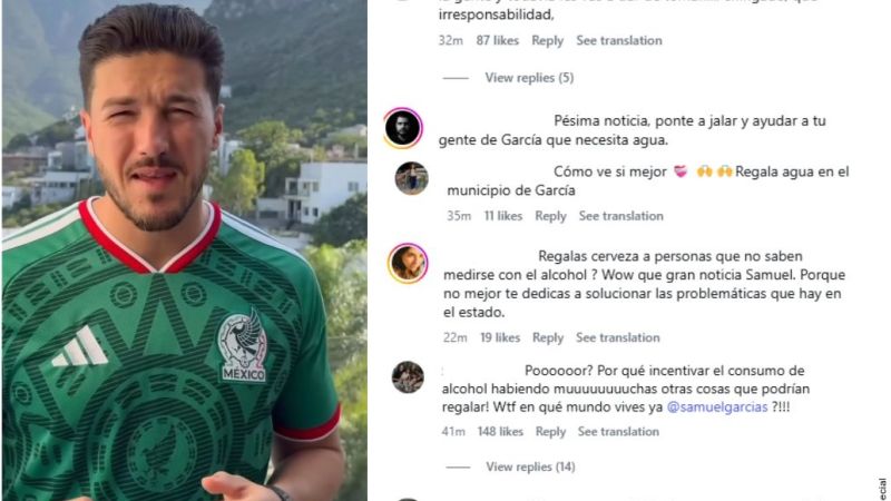 Anuncia Samuel cerveza gratis; habitantes le piden agua