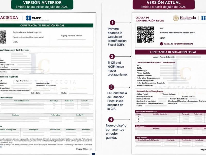 SAT actualiza el formato de la Constancia de Situación Fiscal; datos fiscales permanecen sin cambios