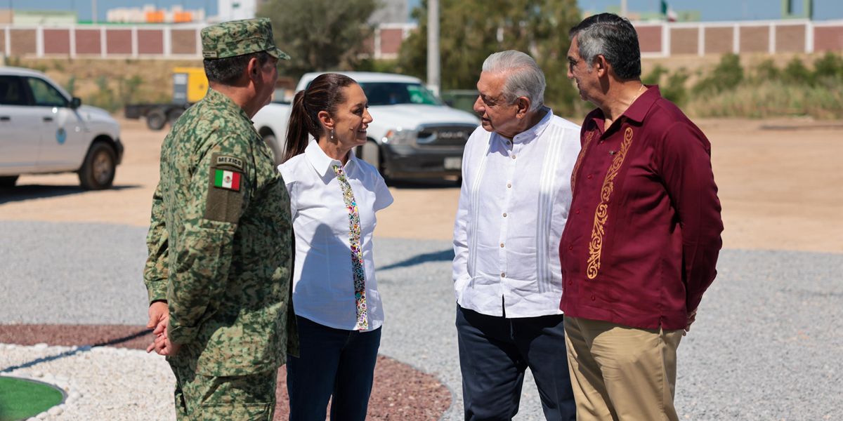 Claudia Sheinbaum recorre junto al presidente López Obrador el nuevo centro de aduanas de México en Nuevo Laredo