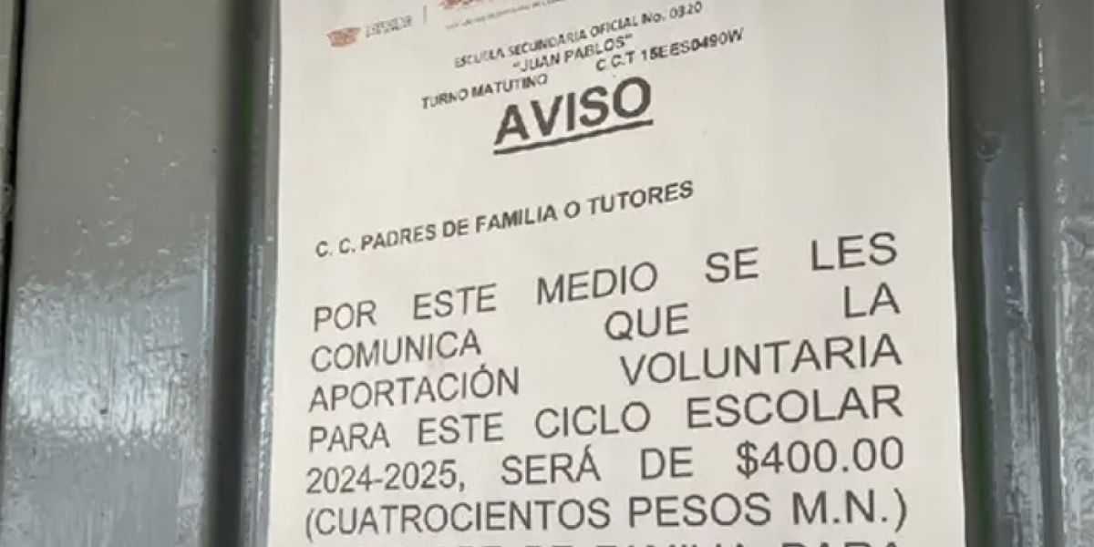 Educación gratuita”… pero con cuota obligatoria