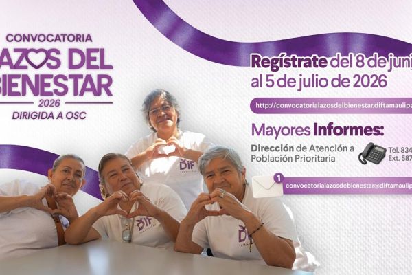 Convoca DIF Tamaulipas a organizaciones a presentar iniciativas para el programa Lazos del Bienestar