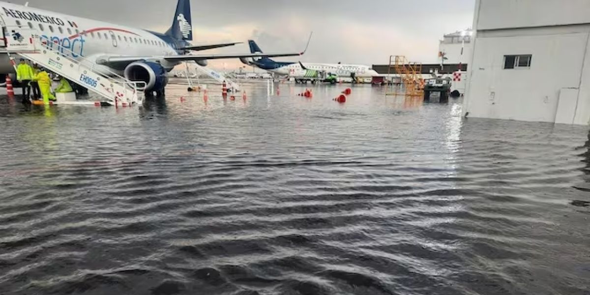 Aguaceros provocan caos en aeropuerto capitalino; suspenden operaciones