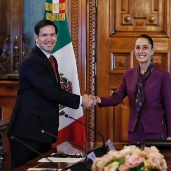 Arribo de Rubio a Palacio Nacional; inicia encuentro con Claudia Sheinbaum